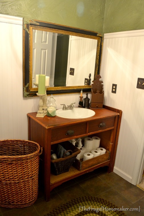 old dresser as bathroom vanity