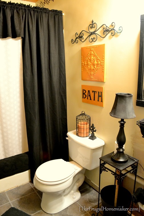 yellow and black bathroom