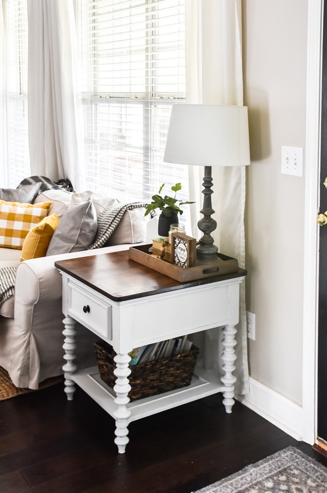 End table makeover with milk paint and stain-6