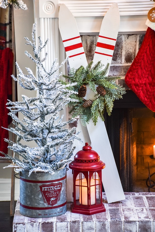 Ski Lodge Inspired Christmas Farmhouse Mantel-12